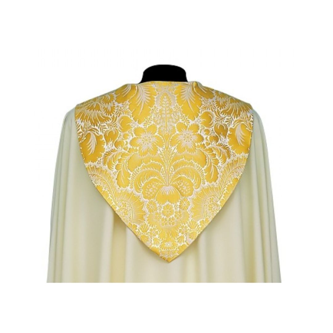 Roman Cope with Brocade Design in 45% polyester - 37% viscose - 18% metallic #135. Made in Italy and sold by The Clergy Store