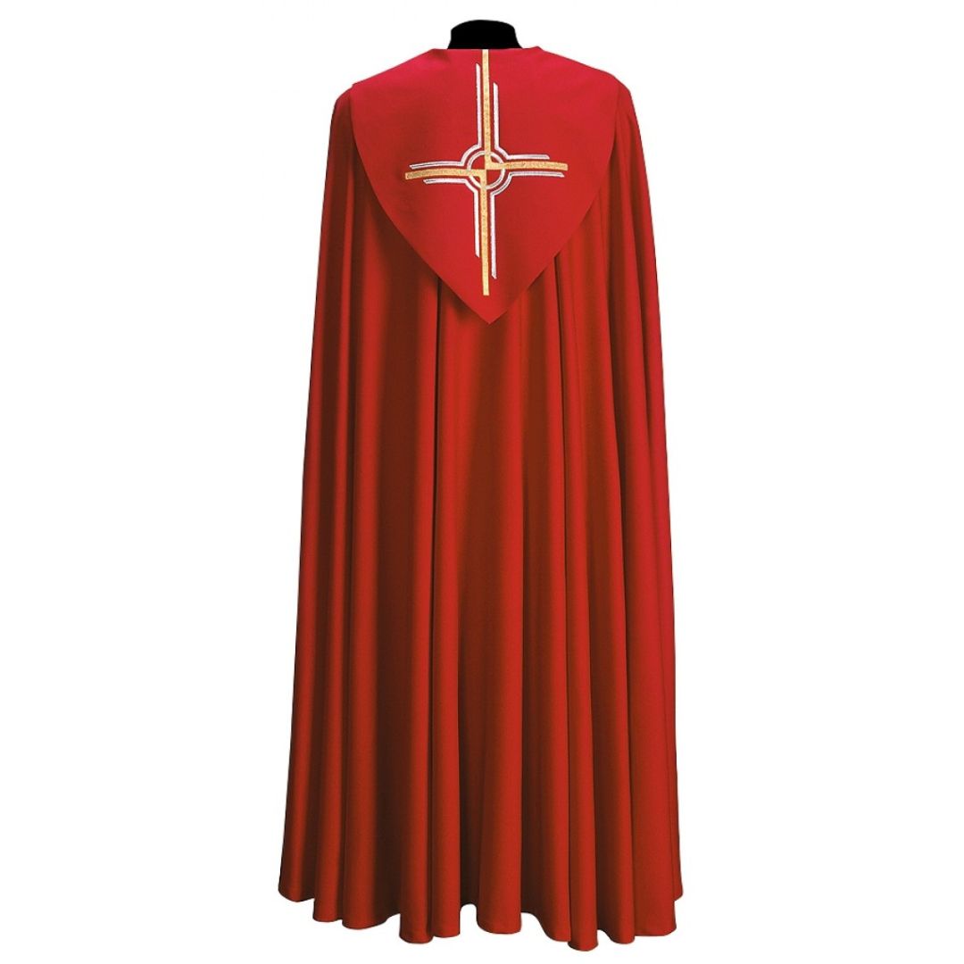 Roman Cope with Embroidery Cipriano Design in Wool Sablรจ #189. Made in Italy and sold by The Clergy Store