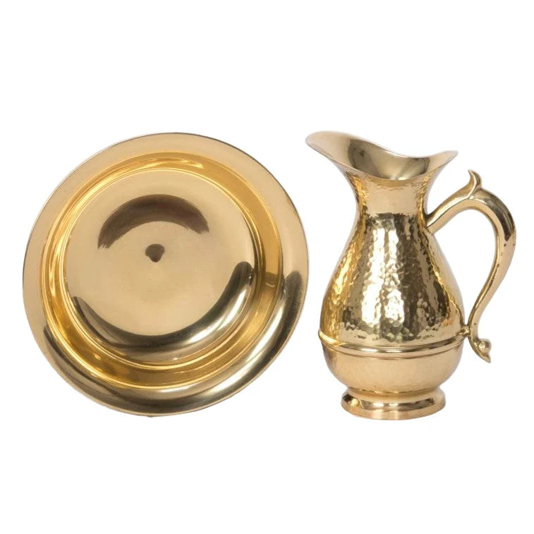 Ewer and Basin Lavabo Set in Brass Hammered finish By Adrian Hamers