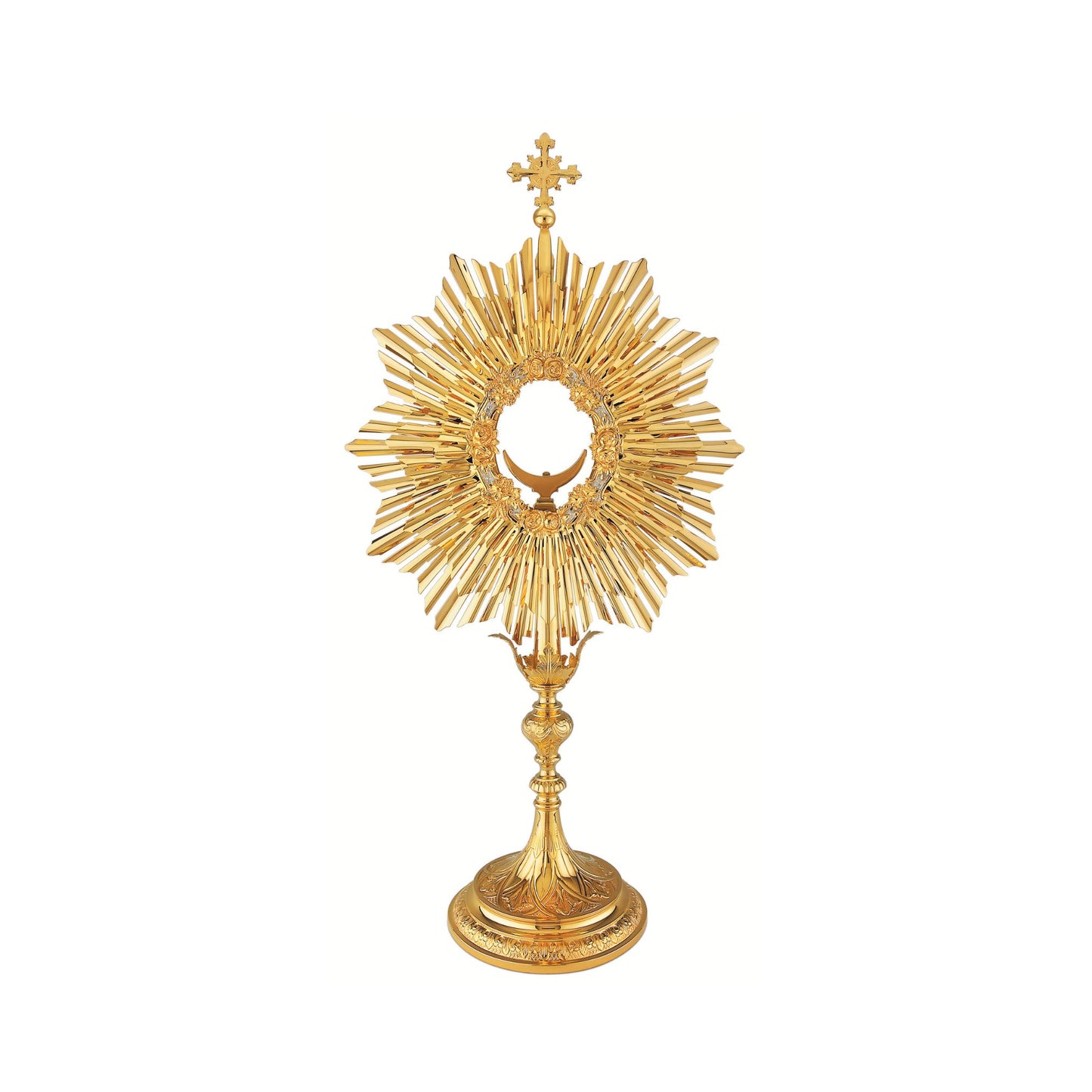 Traditional Monstrance 24-Karat Gold Plated Style 436. Made in Poland and sold by The Clergy Store