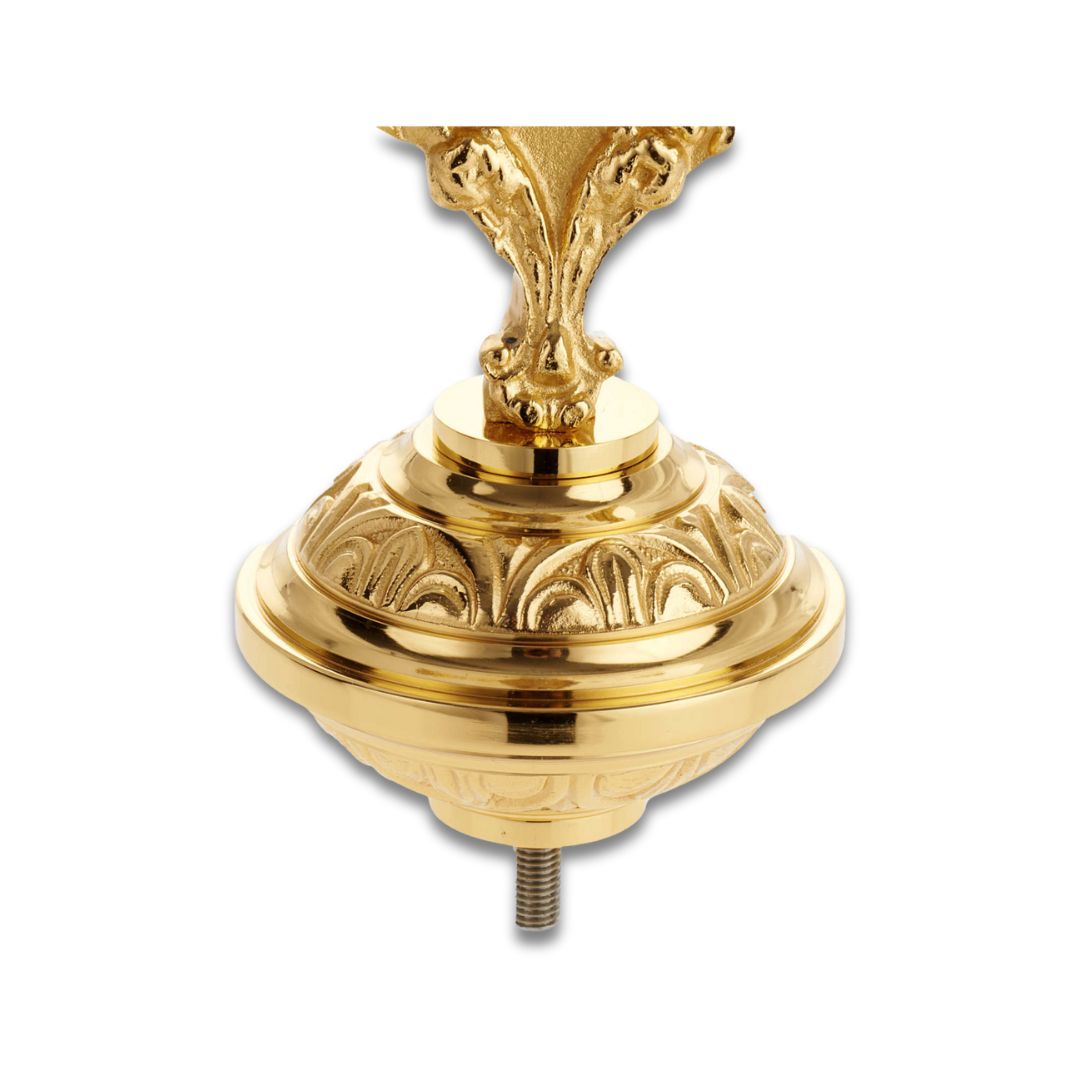 Processional Cross with pole Four Evangelist style two tone finish. Made in Italy and sold by The Clergy Store