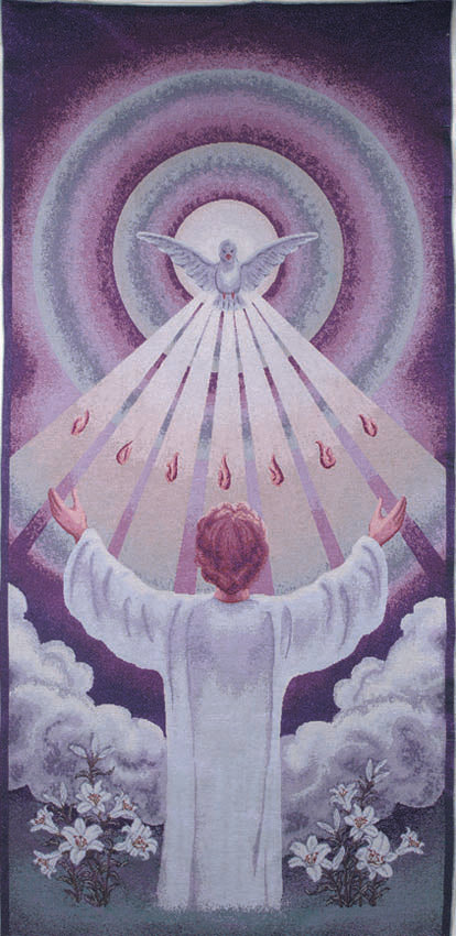 Wall hanging tapestry Confirmation 4 feet by 8 feet with rod hole opening. Made in Italy