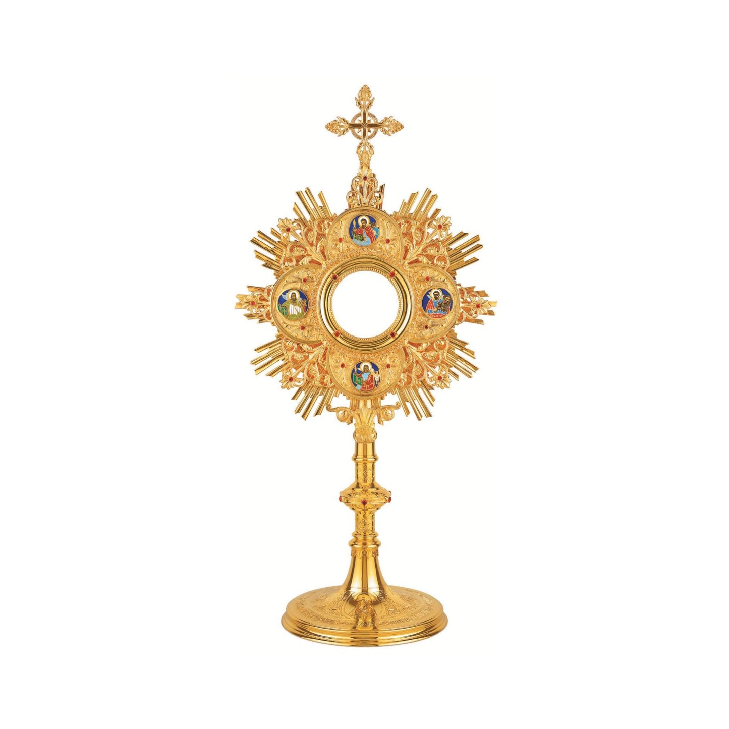 Traditional Monstrance with Four Evangelists medallions. Made in Poland and sold by The Clergy Store