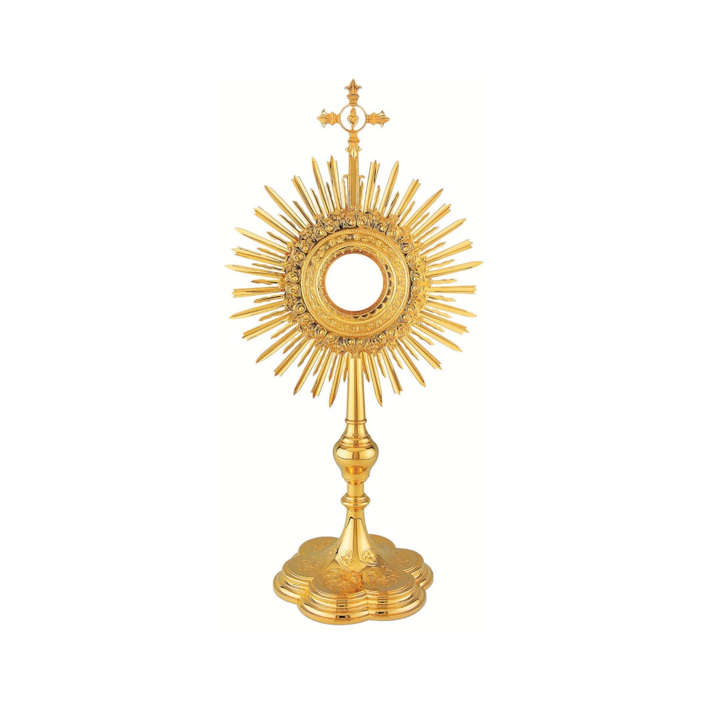Traditional Monstrance 24-Karat Gold Plated Style 439. Made in Poland and sold by The Clergy Store