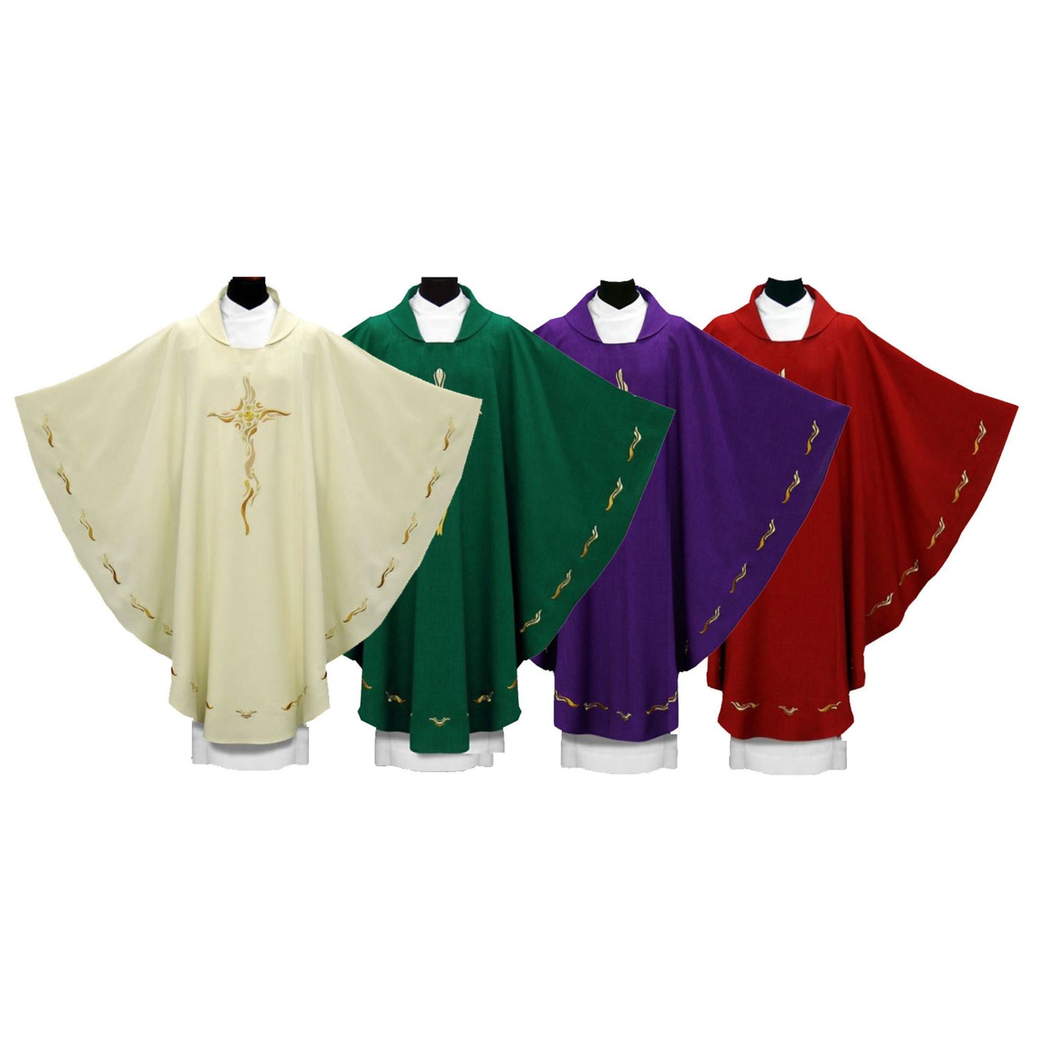  European elegance embodied: meticulously crafted chasubles.