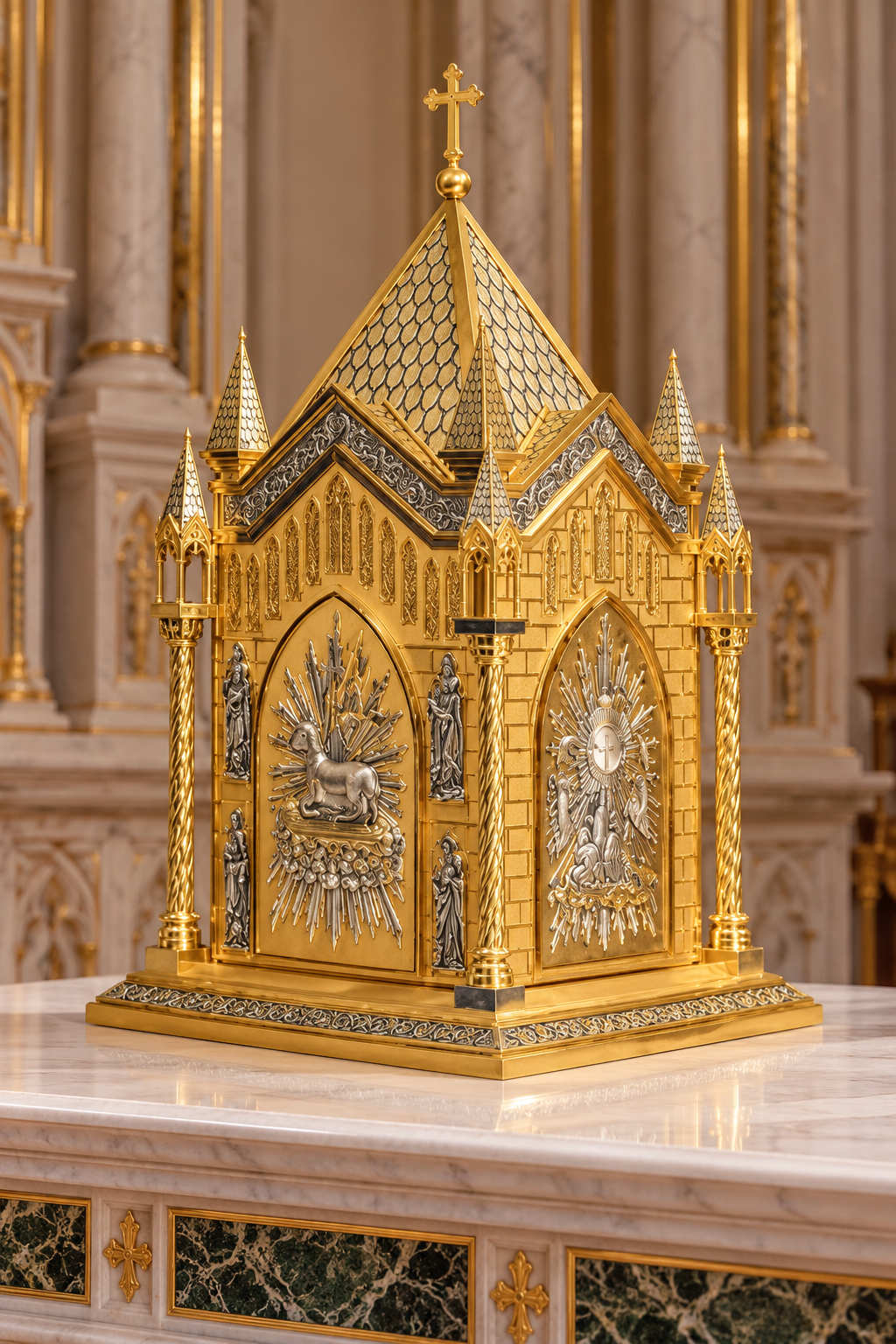 Good Shepherd Ornate tabernacle for Cathedrals in 24K gold plating