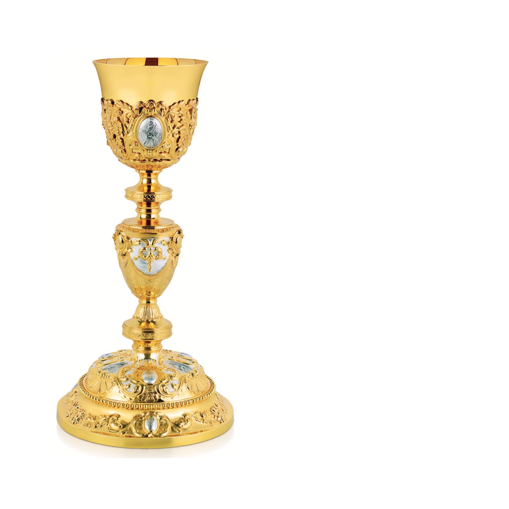 Chalice & Paten in baroque style, 12 1/2” Ht.