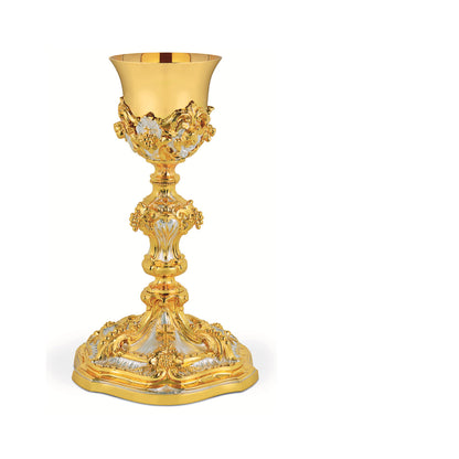 Chalice & Paten in baroque style, 11” Ht. sold by The Clergy Store