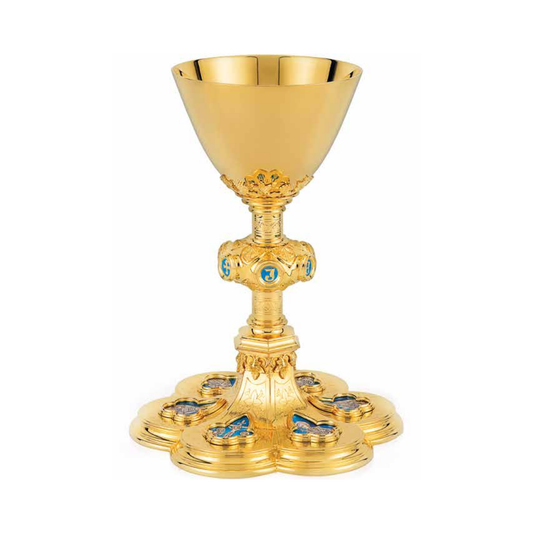087 chalice with medallions of the holy family crucifixtion and saints