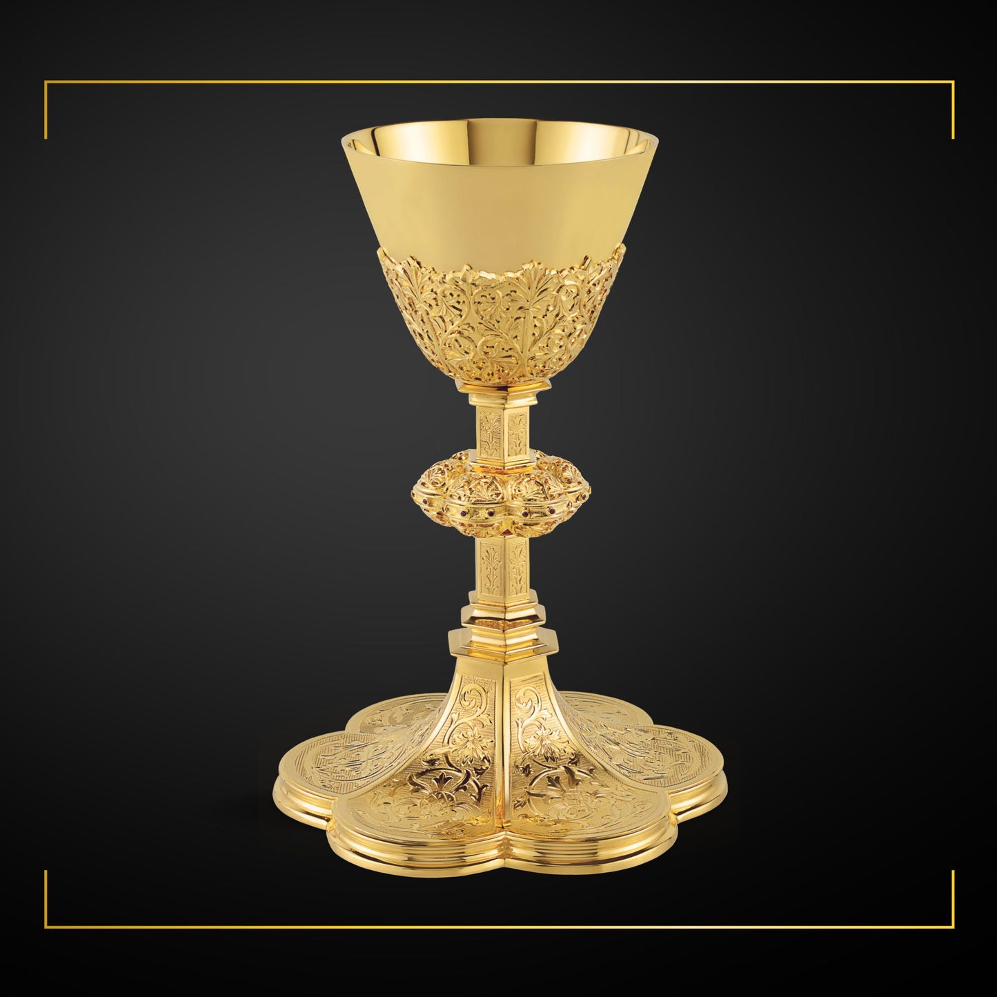 Chalice  &  Scale Paten in neo-gothic style , 8 7/8” Ht. sold by The Clergy Store