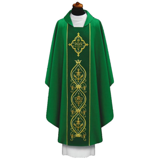Green chasuble IHS from Alba Poland style#1-170