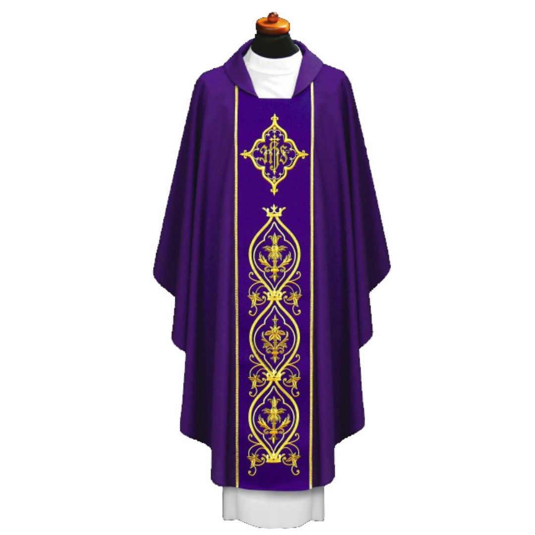 Purple chasuble IHS from Alba Poland style#1-170