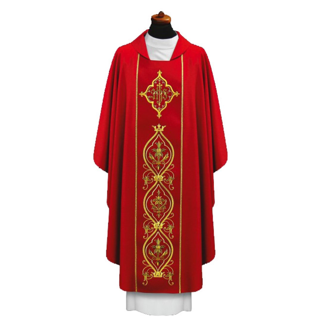 Red chasuble IHS from Alba Poland style#1-170