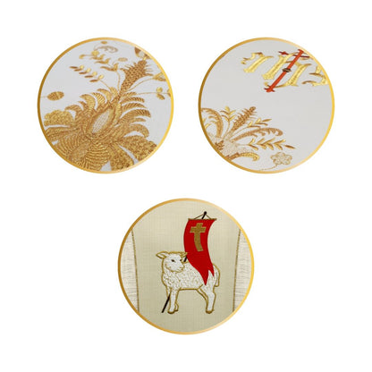 Easter chasuble with embroidered image of the Lamb of God and IHS