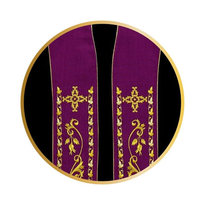 Liturgical stoles for priest or deacons. Embroidered cross with grape vines in gold thread. Made in Poland and sold by The Clergy Store
