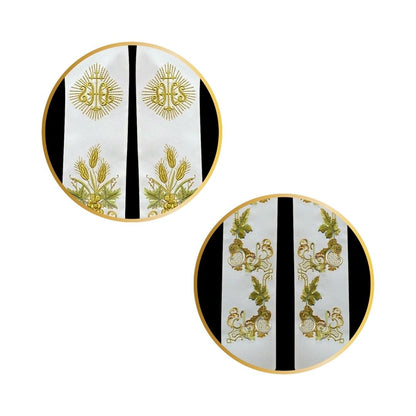 Priest stole with IHS embroidered design in white. 