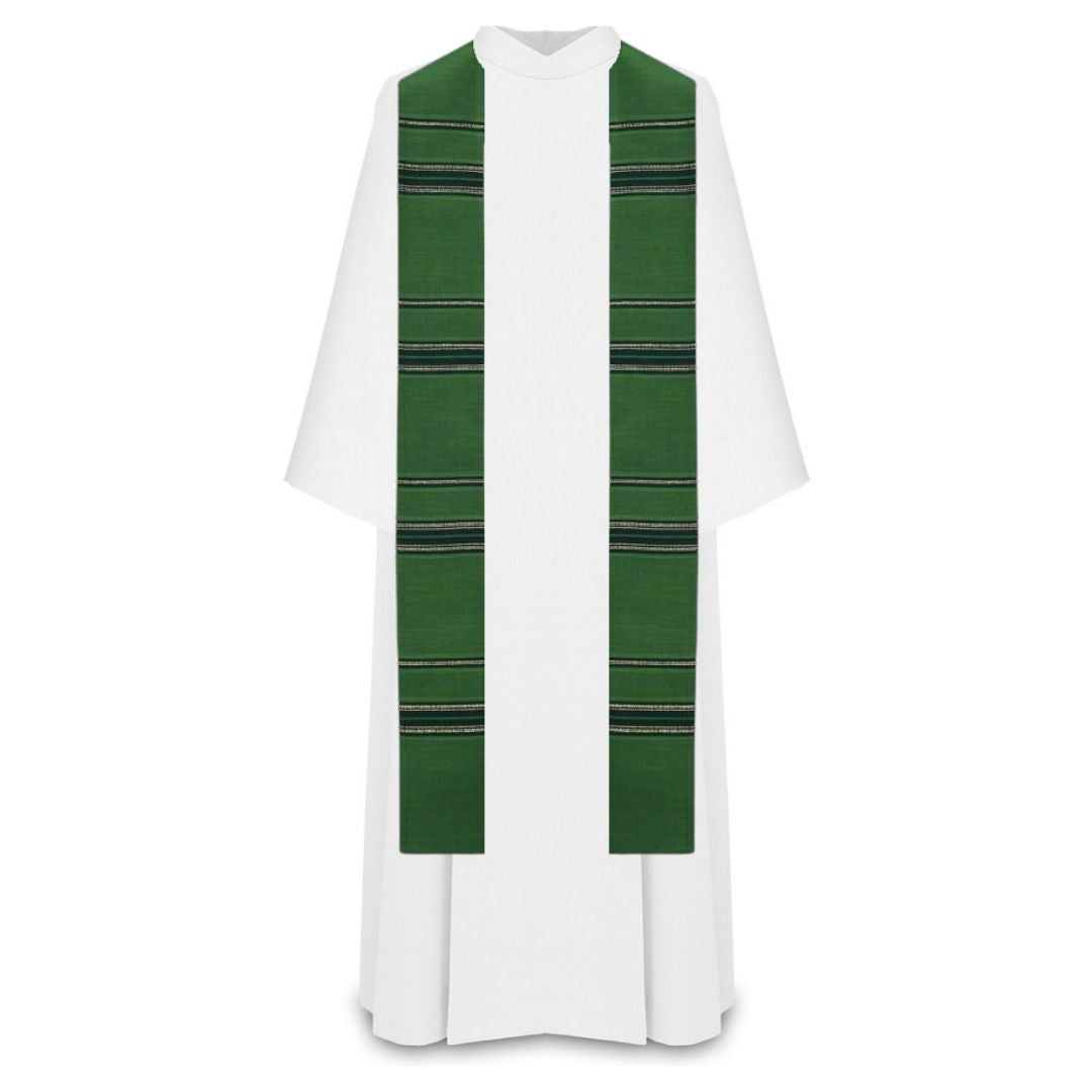 Liturgical stole 100% woven in  green.