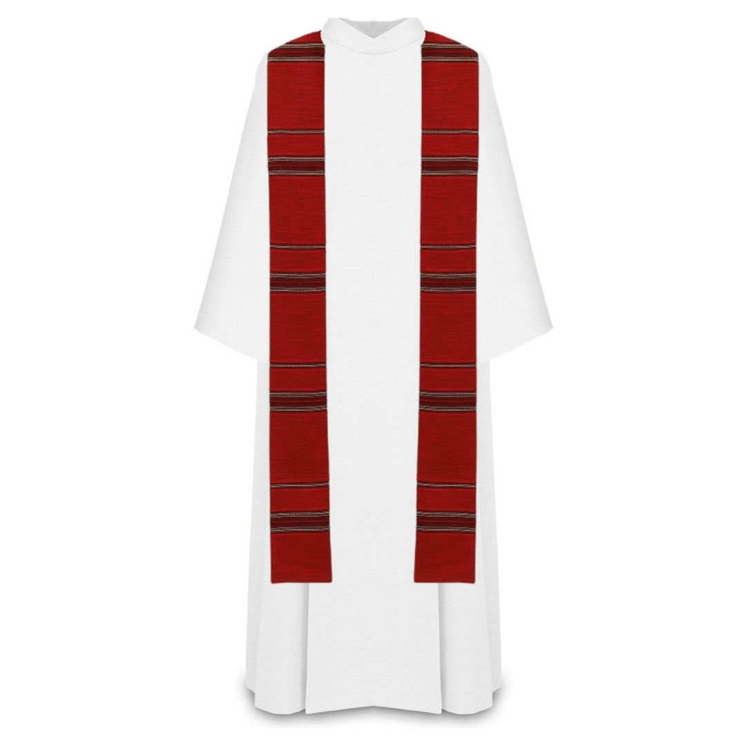 Liturgical stole 100% woven in  red.