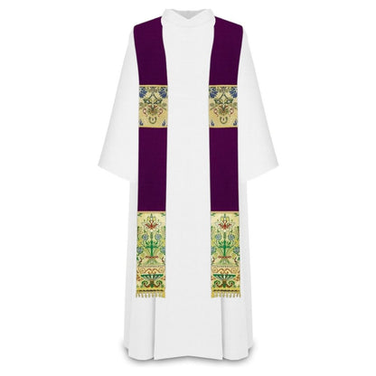 Coronation liturgical priest stole with tassels in purple.