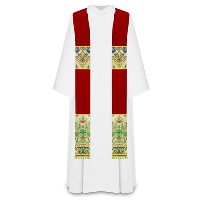 Coronation liturgical priest stole with tassels in red.
