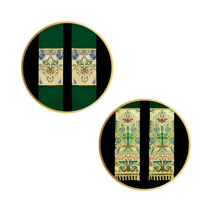 Coronation liturgical priest stole with tassels in green.
