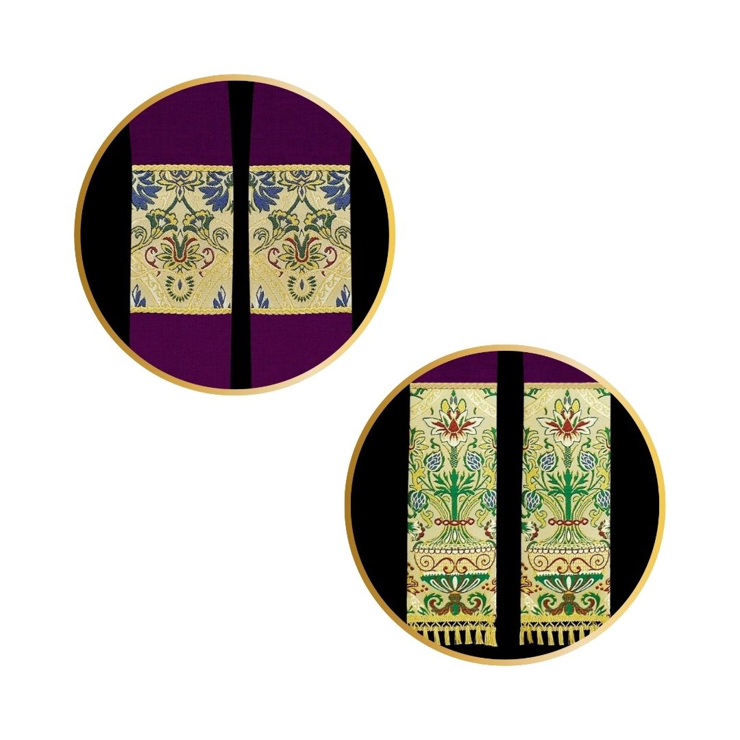 Coronation liturgical priest stole with tassels in purple.