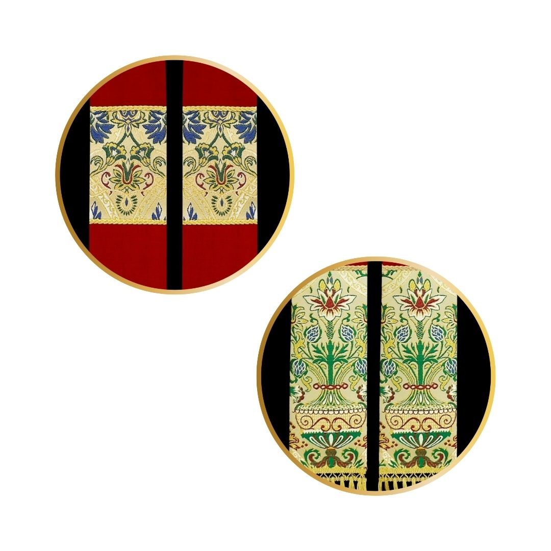 Coronation liturgical priest stole with tassels in red.