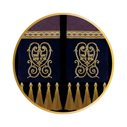 Liturgical priest stole purple 100% wool  with lurex. Embroidered cross on velvet , trimmed with braid and tassels.