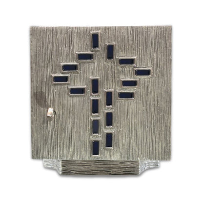 Bronze tabernacle with a contemporary cross silver finish. Made in Italy and sold by The Clergy Store