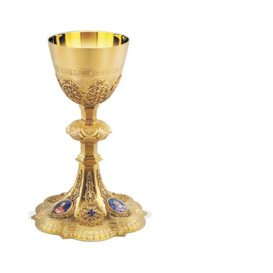 Chalice and Paten with enameled medallions of the Holy Family style 107
