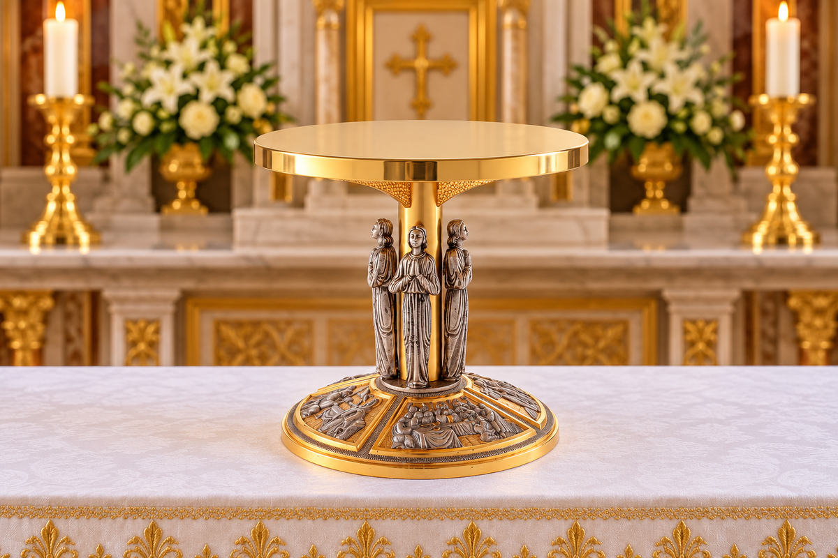Monstrance thabor with Angels and Life of Jesus gold plated