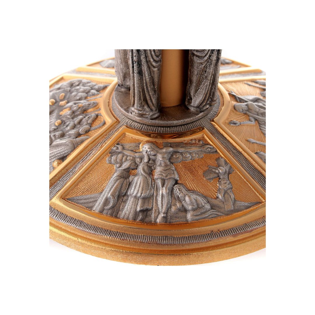 Thabor monstrance stand with silver angels and images of the Life of Christ. Made in Italy and sold by The Clergy Store