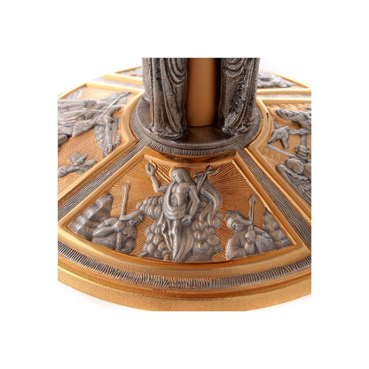 Thabor monstrance stand with silver angels and images of the Life of Christ. Made in Italy and sold by The Clergy Store