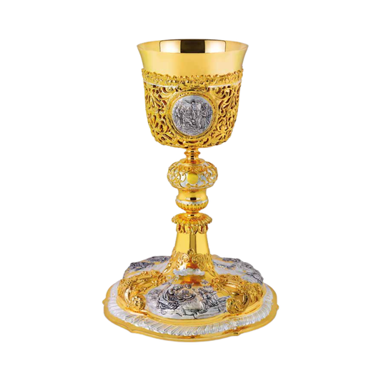 Chalice and Paten in the Baroque Style, featuring Scenes from the New 
Testament