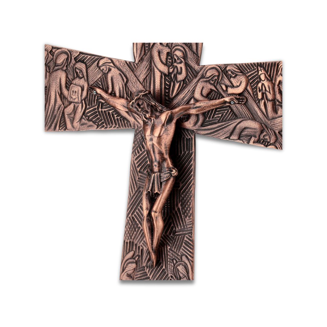 Processional cross gothic style finished in bronze. Made in Italy and sold by The Clergy Store