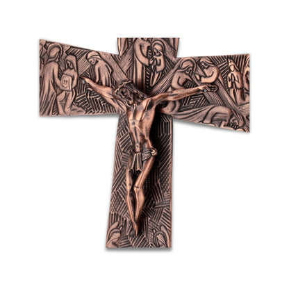 Processional cross gothic style finished in bronze. Made in Italy and sold by The Clergy Store