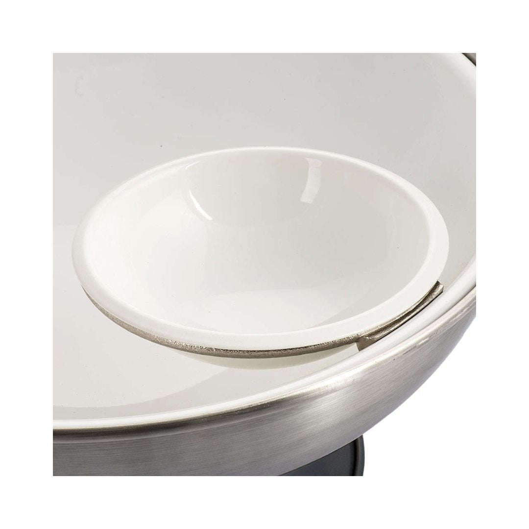 Baptismal font in silver finish with shells and palms made in Italy and sold by The Clergy Store