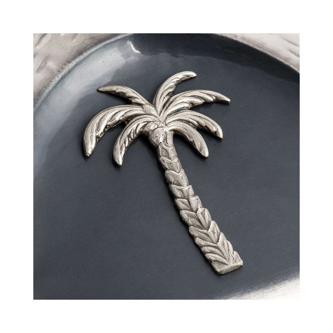 Baptismal font in silver finish with shells and palms made in Italy and sold by The Clergy Store