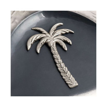 Baptismal font in silver finish with shells and palms made in Italy and sold by The Clergy Store