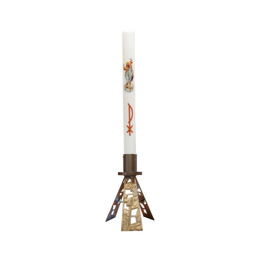 Paschal Candlestick Holder with Gold Finish. Made in Italy and sold by The Clergy Store
