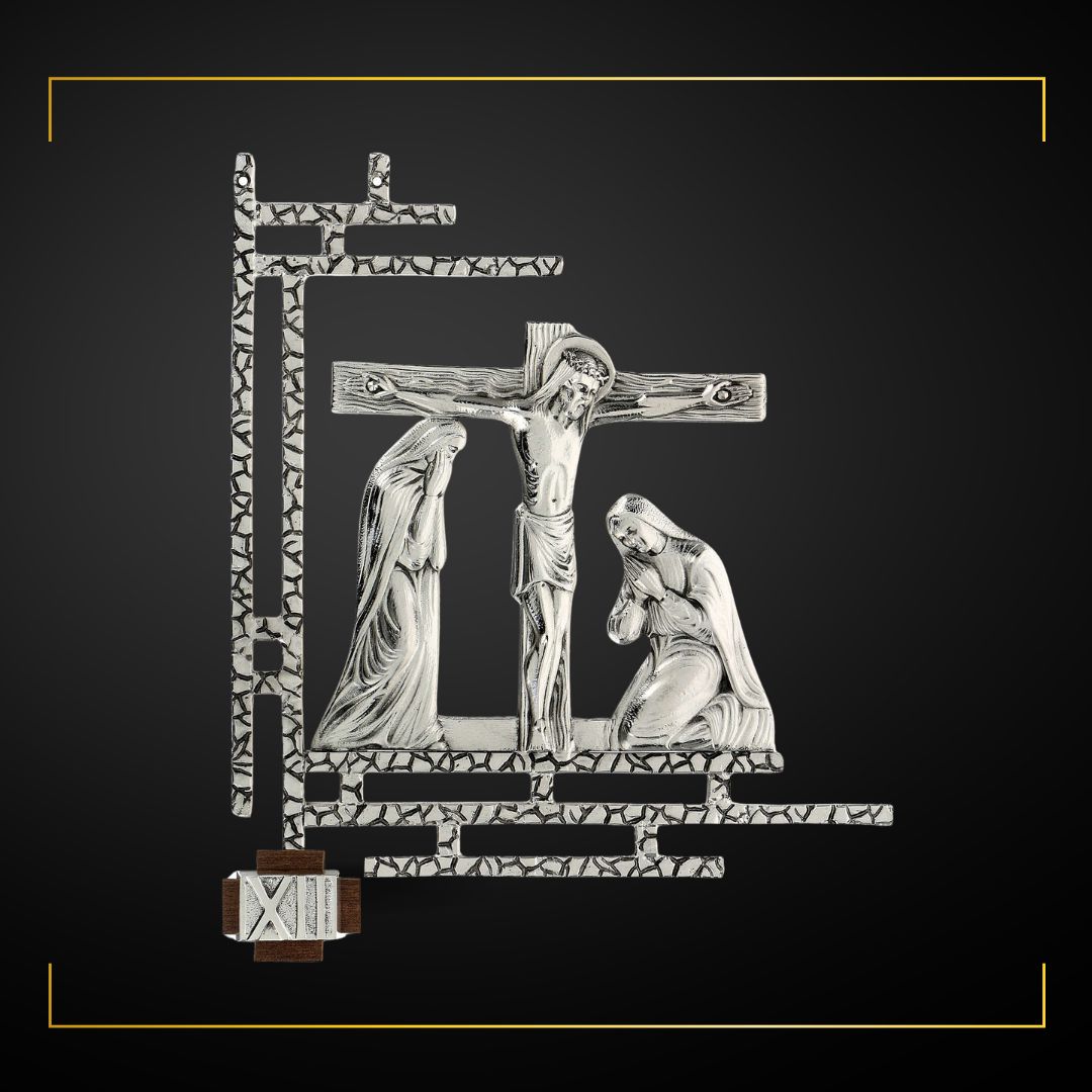 Stations of the Cross Silver Plated Finish. Made in Italy and Sold by The Clergy Store