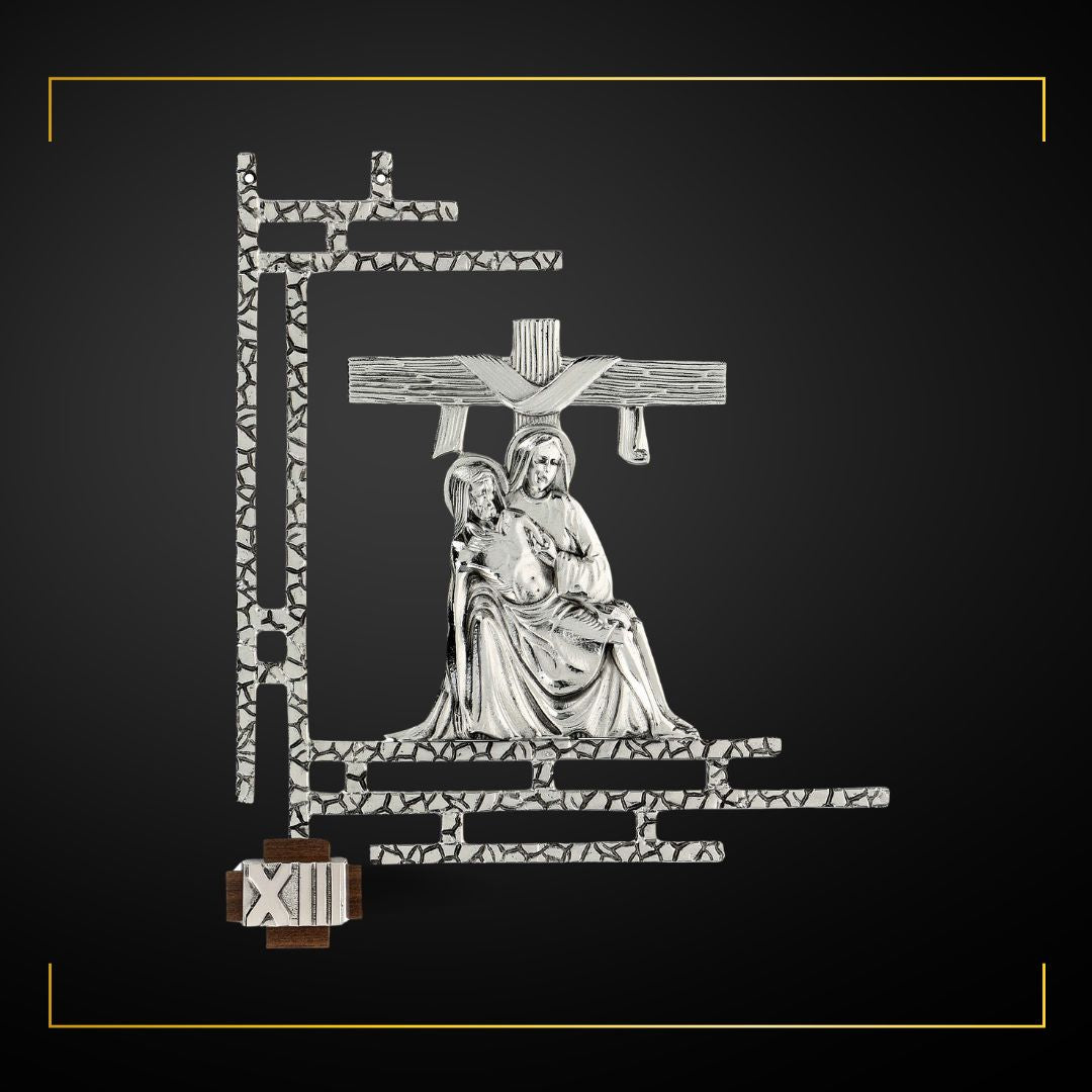 Stations of the Cross Silver Plated Finish. Made in Italy and Sold by The Clergy Store