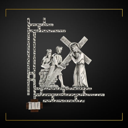 Stations of the Cross Silver Plated Finish. Made in Italy and Sold by The Clergy Store