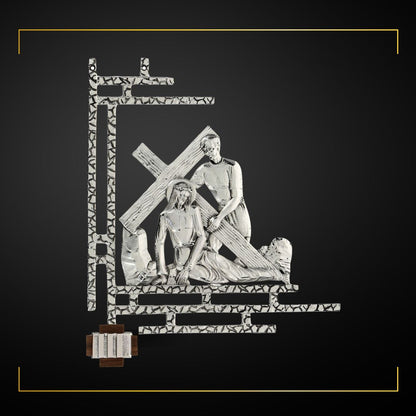 Stations of the Cross Silver Plated Finish. Made in Italy and Sold by The Clergy Store