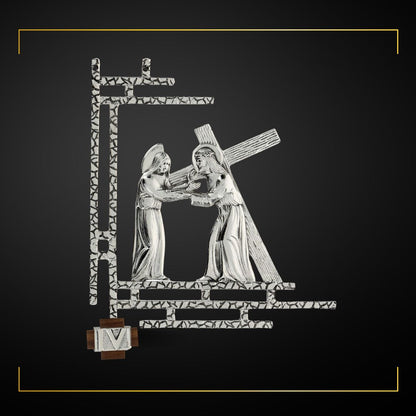 Stations of the Cross Silver Plated Finish. Made in Italy and Sold by The Clergy Store