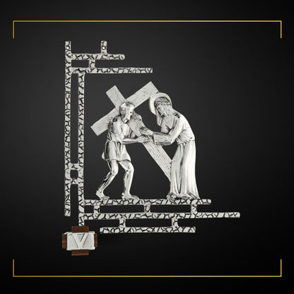 Stations of the Cross Silver Plated Finish. Made in Italy and Sold by The Clergy Store