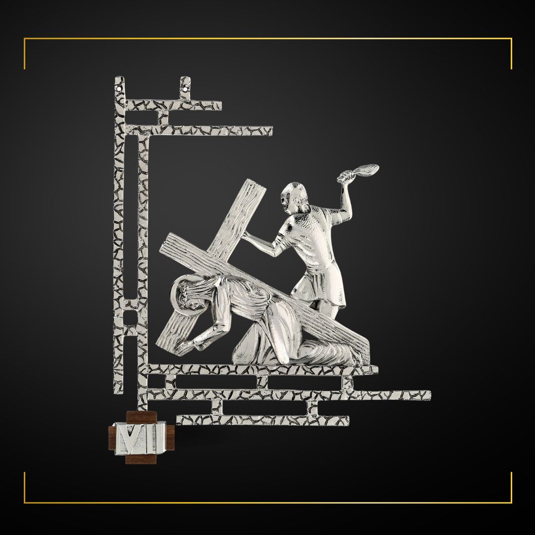 Stations of the Cross Silver Plated Finish. Made in Italy and Sold by The Clergy Store