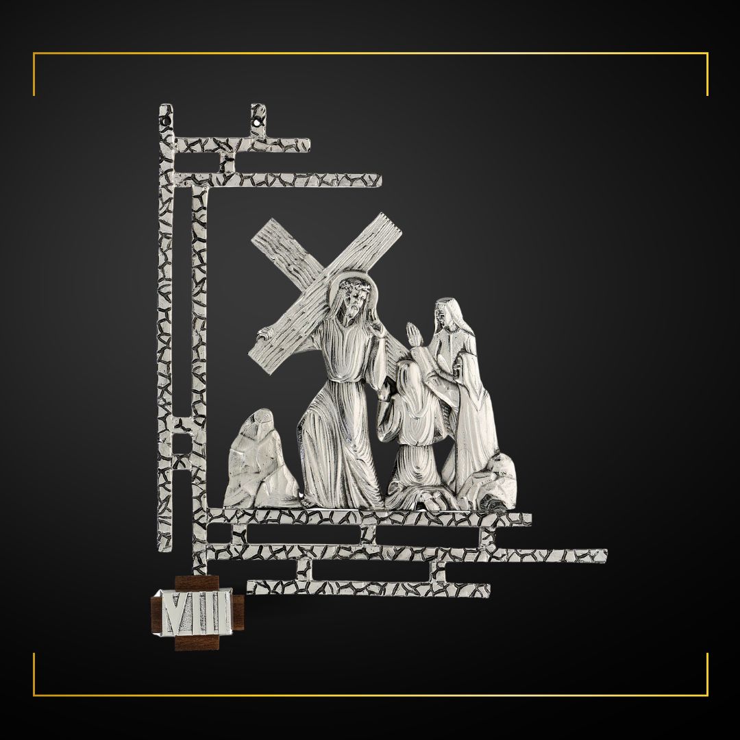 Stations of the Cross Silver Plated Finish. Made in Italy and Sold by The Clergy Store