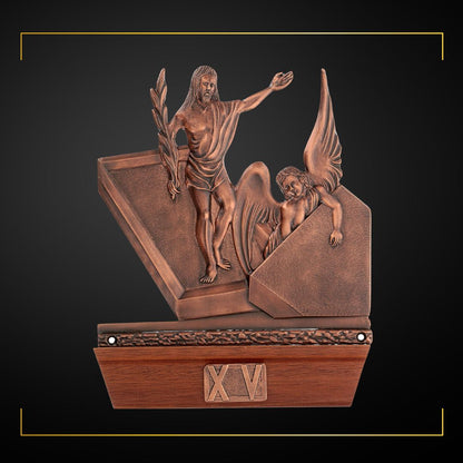 Stations of the Cross Copper Plated on Wood Base. Made in Italy and Sold by The Clergy Store