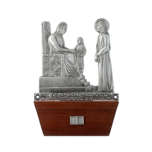 Stations of the Cross Silver Plated on Wood Base. Made in Italy and Sold by The Clergy Store